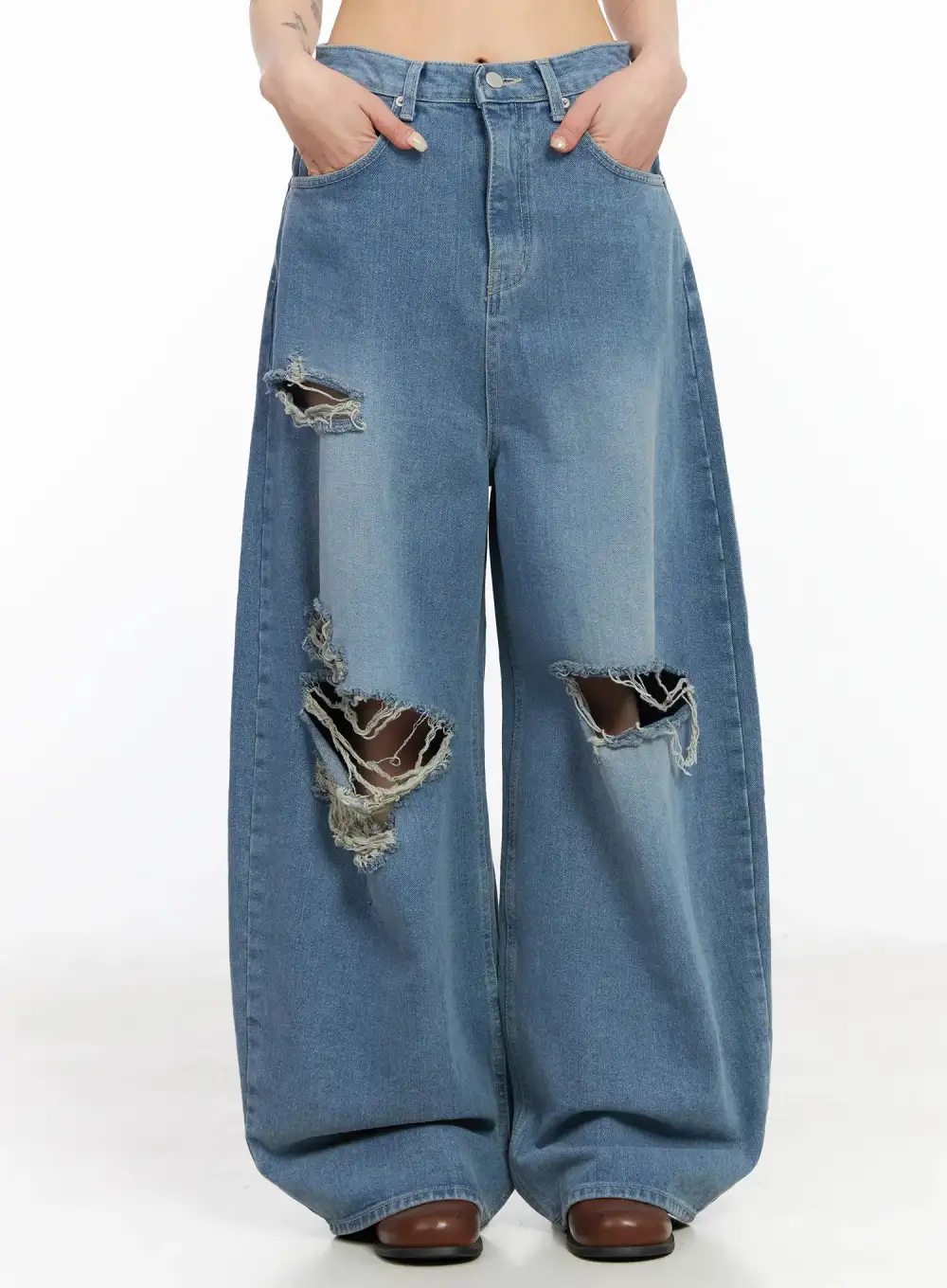 Ripped Wide Leg Jeans