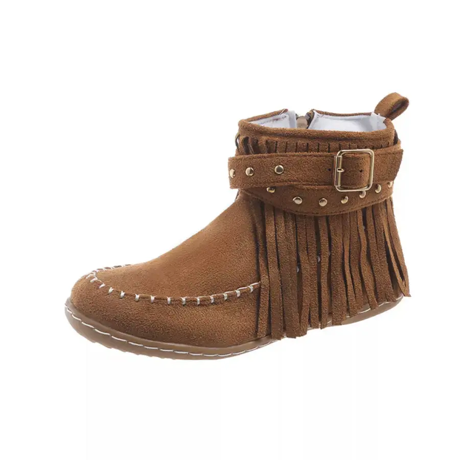 Fringe Round Toe Boots Shoes
