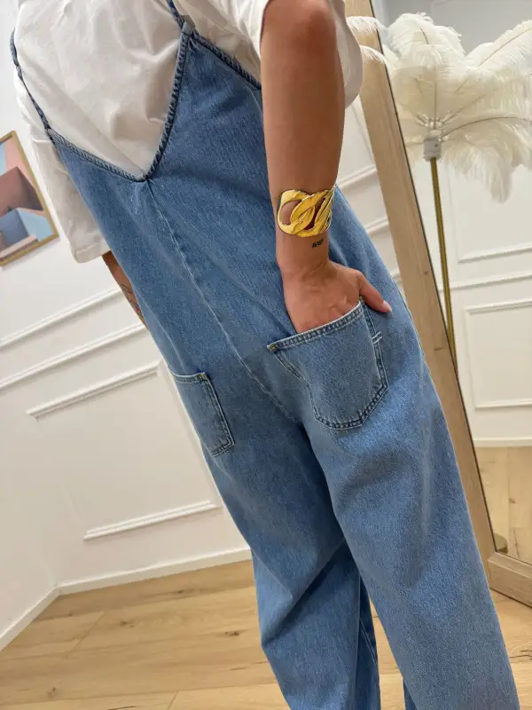 V Neck Strappy Cotton Jumpsuit