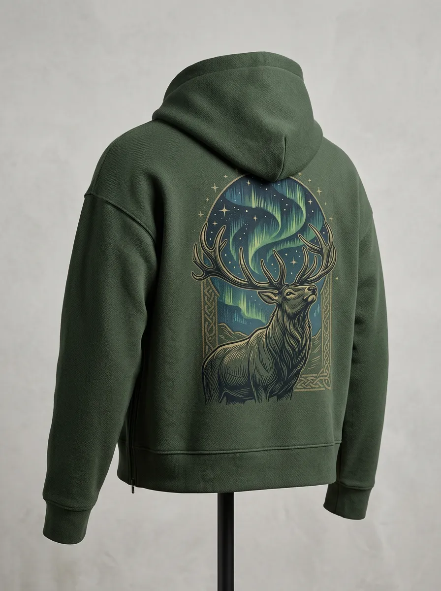 Men's Stag Pullover Back-Graphic Hoodie