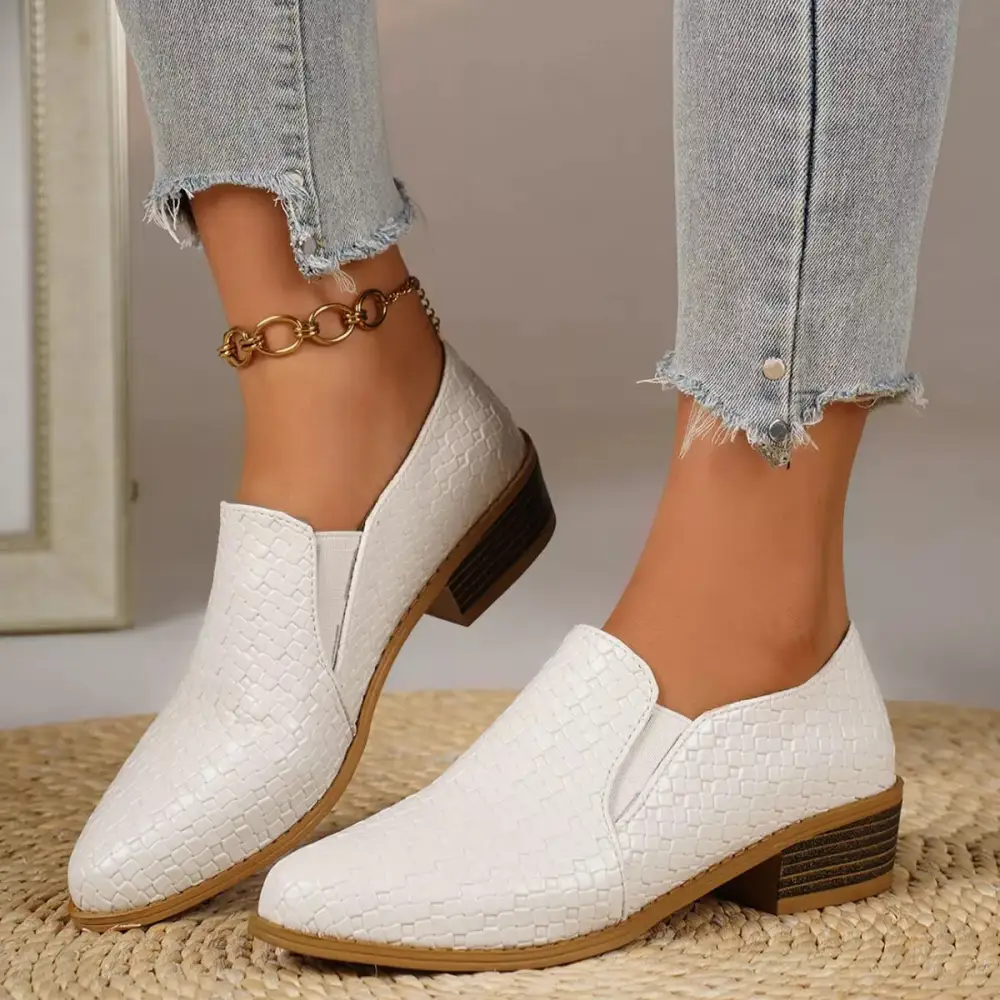 Refined Pointed Toe Block Heel Loafers