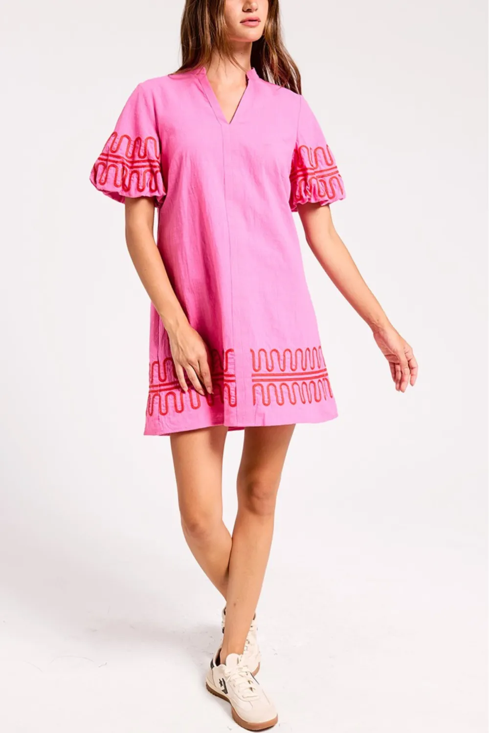 Loopy Trim Ruffle Mini Dress