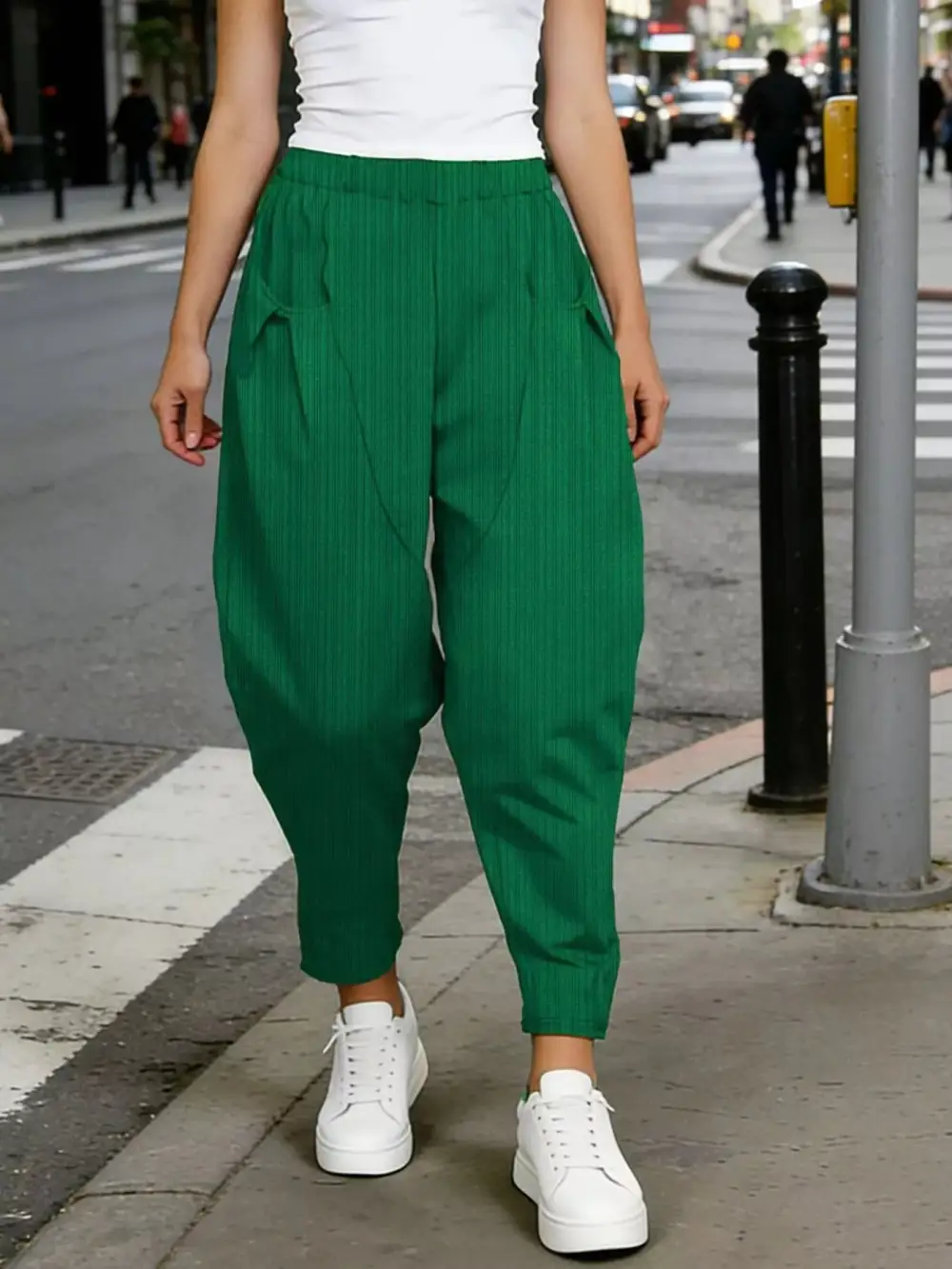 Plus Size Elastic Waist Harem Pants