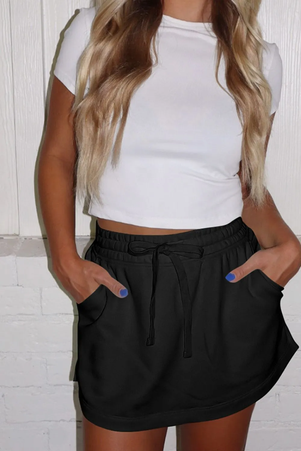 Everyday Drawstring Wrap Front Skirt
