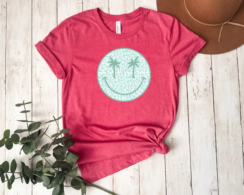Palm Tree Smiley Graphic Everyday Tee