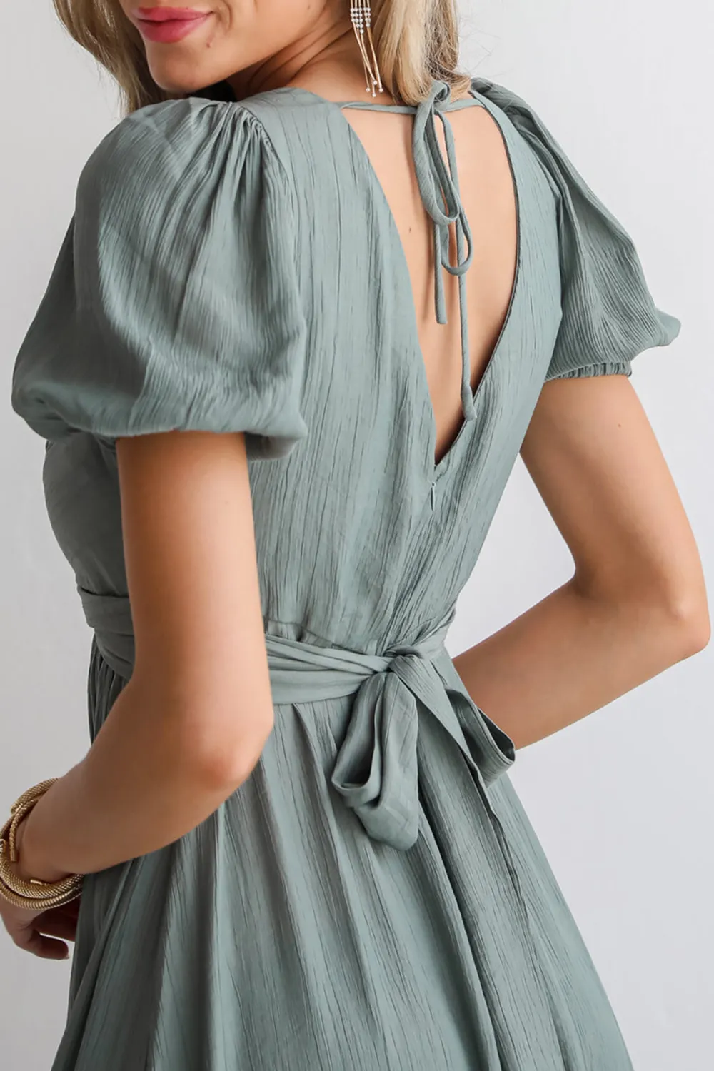 Unlined Sleeves Sage Midi Dress