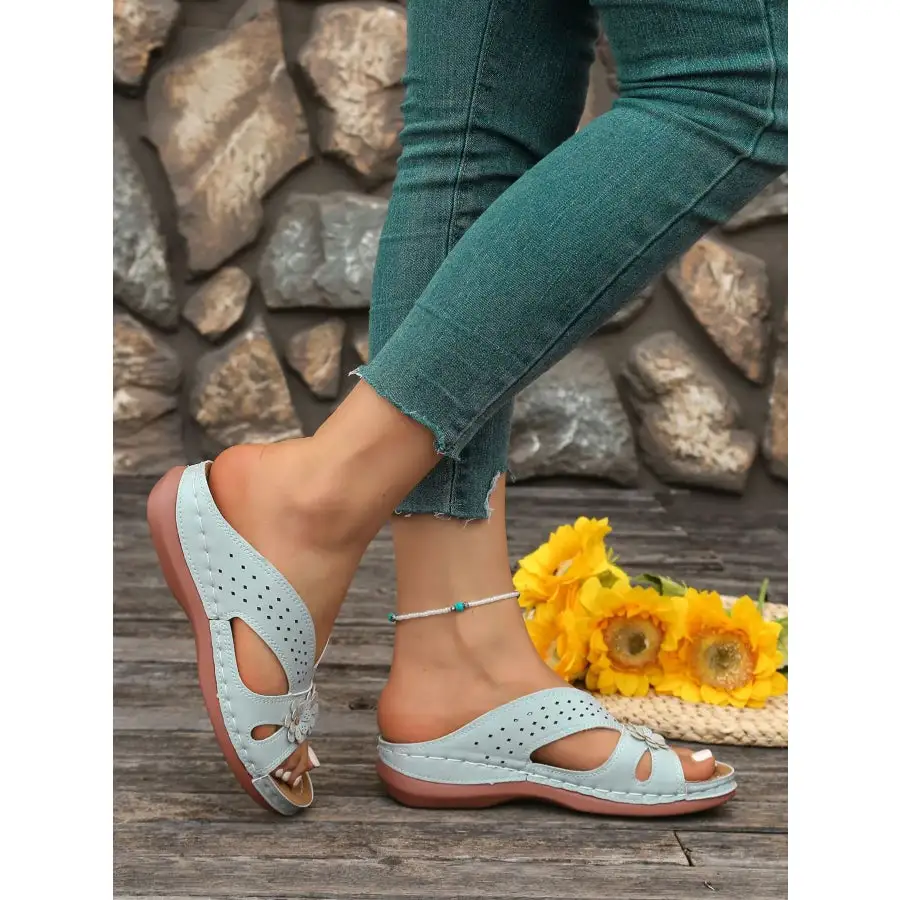 Flower Comfort Wedge Sandals