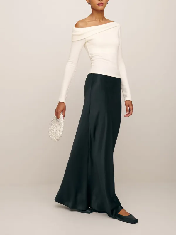 Off Shoulder Long Sleeve Knit Top