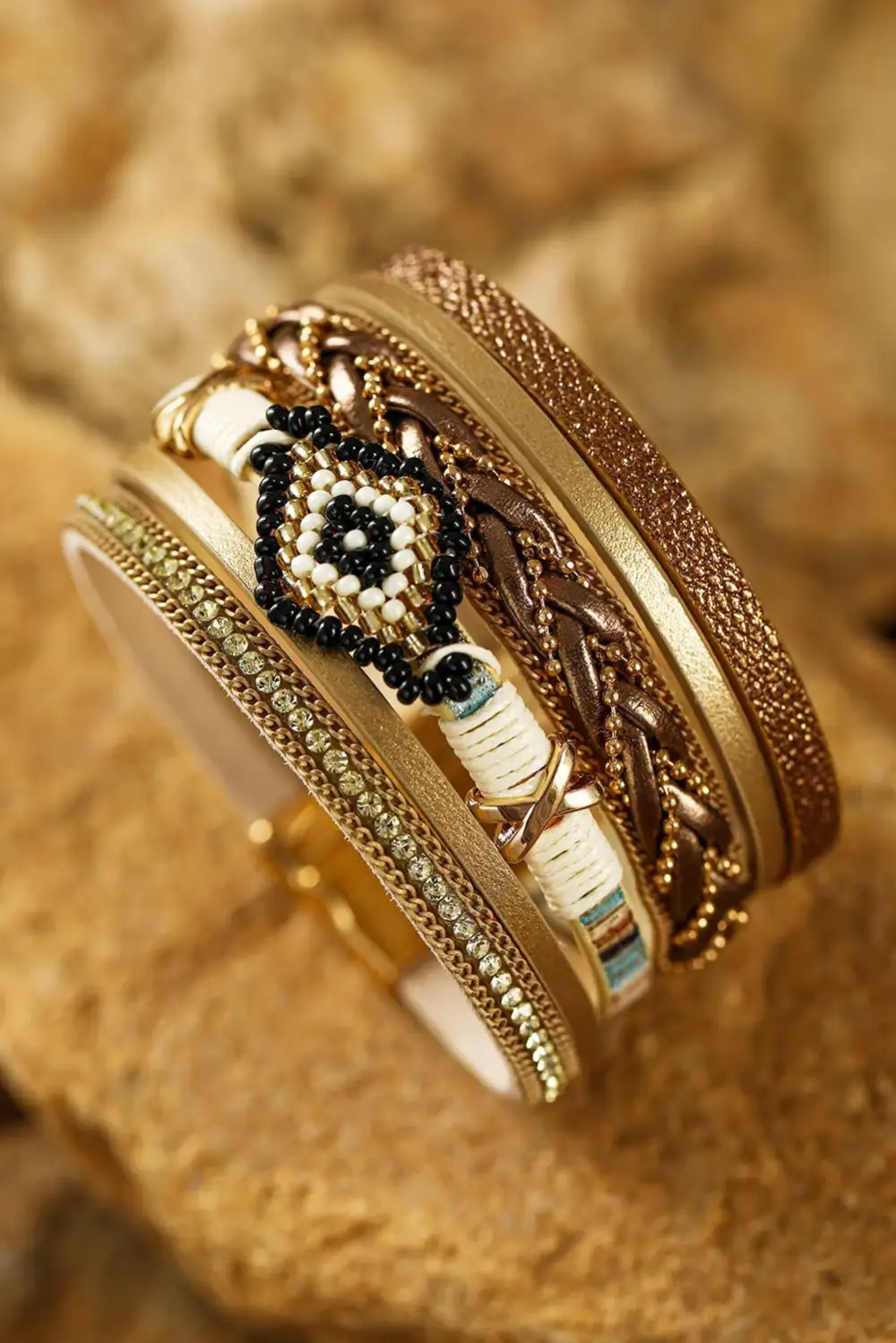 Rhinestone Magnetic Beaded Bracelet