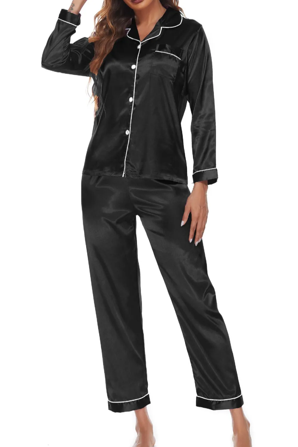 Two Piece Button Down Collared Pajama Set