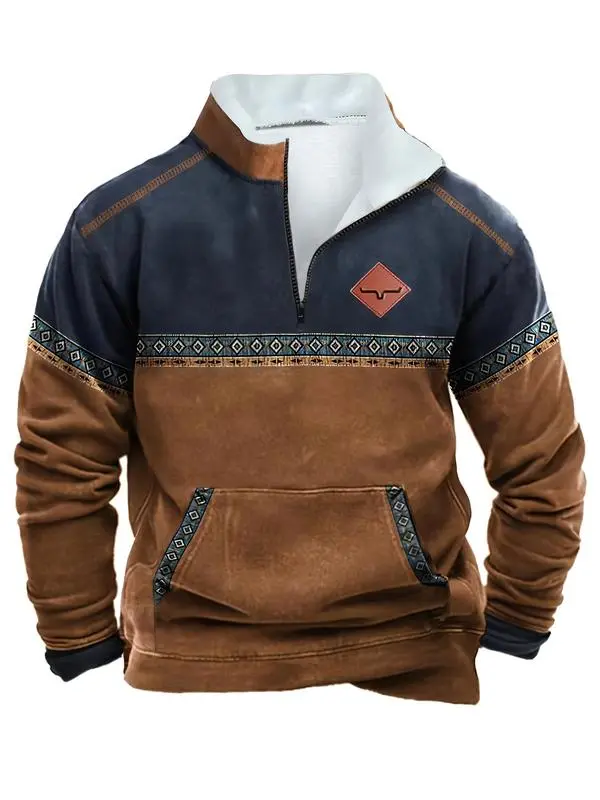 Men’s Ethnic Pattern Zip-Up Fleece Hoodie – Warm. Stylish. One-of-a-Kind. 🔥 Limited-Time Offer — 40% OFF This Week Only!