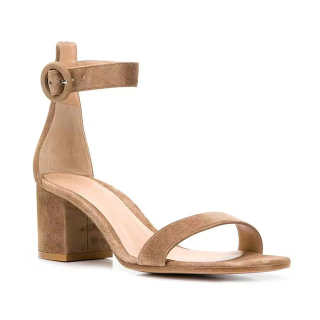 Aurielle Suede Back Strap Chunky Heels