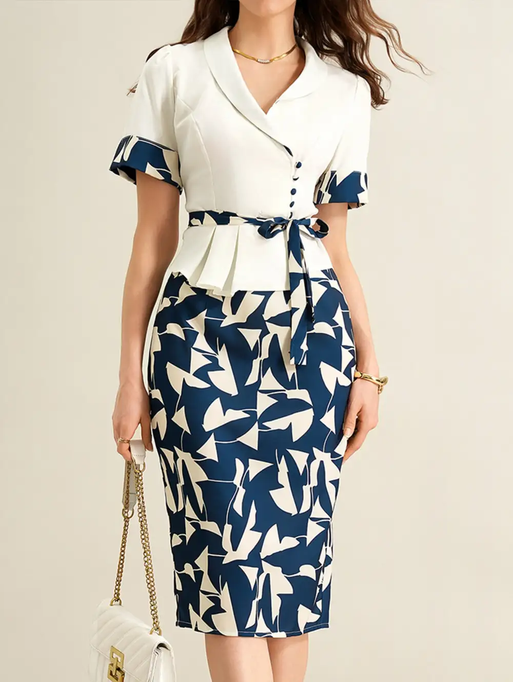 Abstract Print Skirt Set