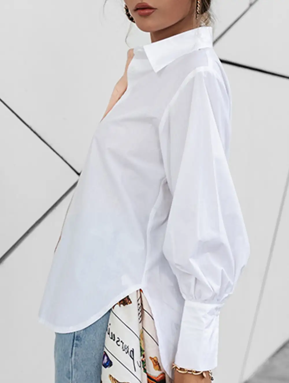 Simple Patchwork Contrast Detail Shirt