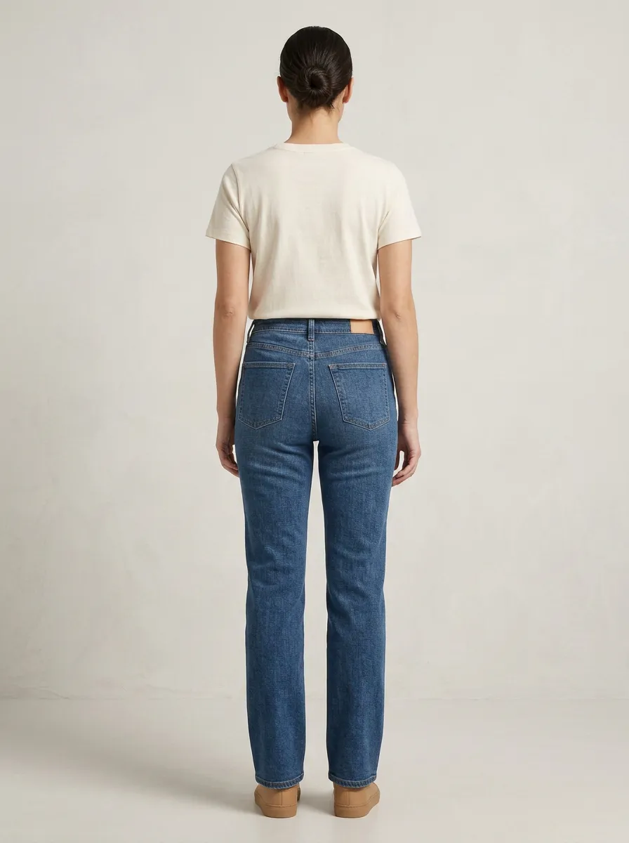 Versatile-Essential Straight-Leg Denim Jeans