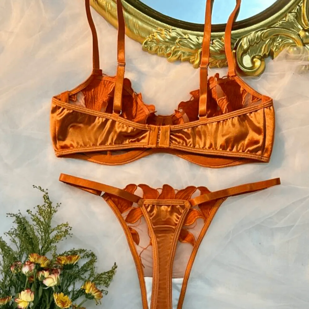 Modern Embroidered Silk Lingerie Set