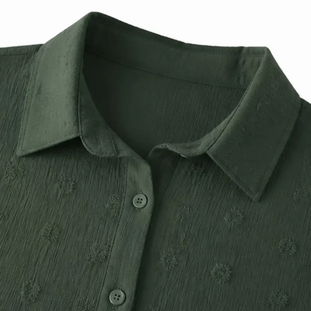 Shirt Relaxed Textured Midi Dress