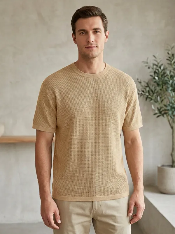 Modern Classic-Look Men's Knit Crew-Neck T-Shirt