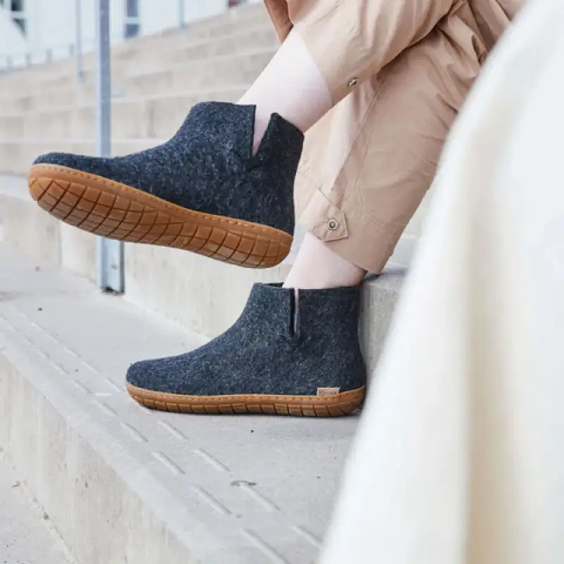 Everyday Wool Felt Rubber Sole Boot Slippers