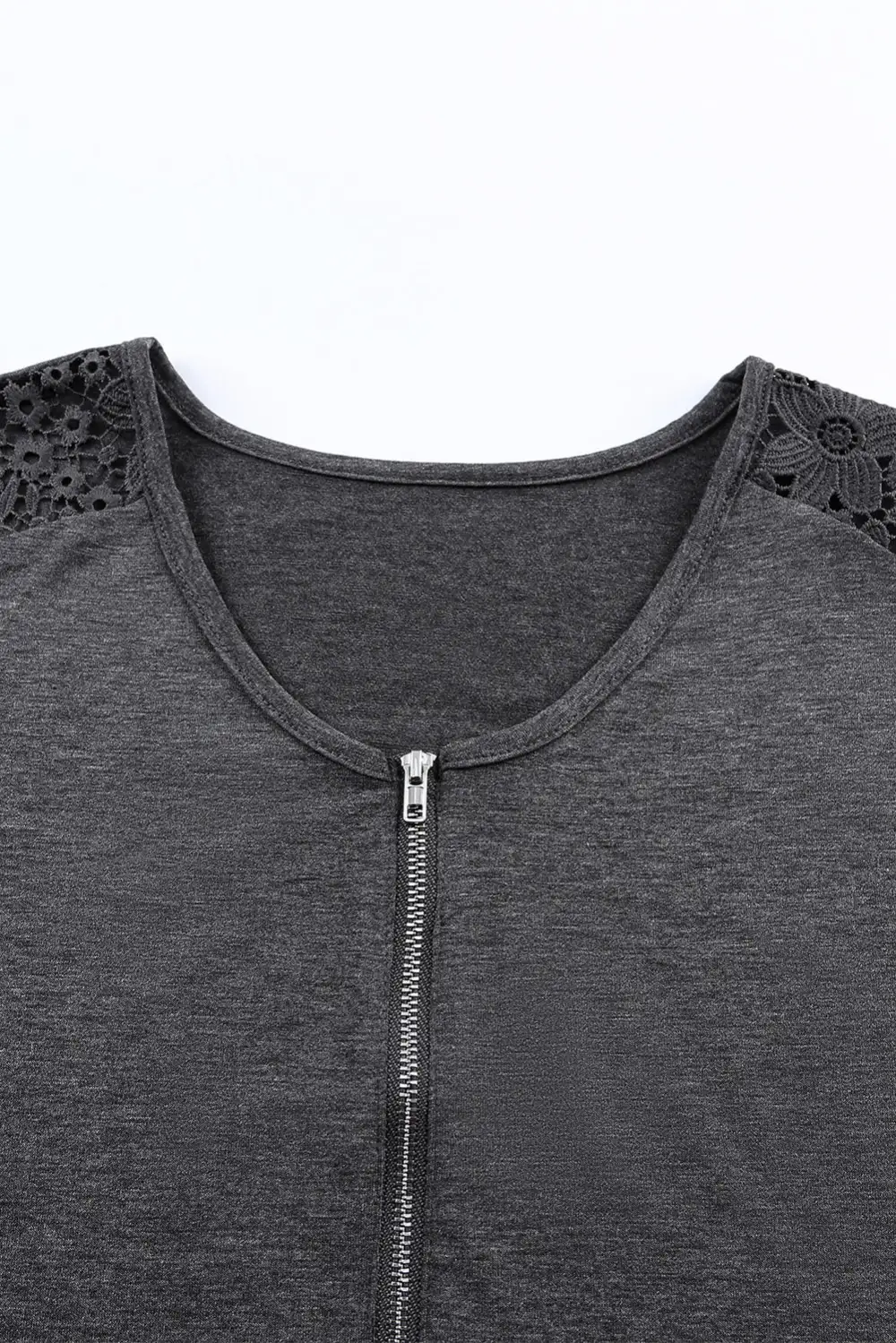 Zip Neck Lace Splicing Short