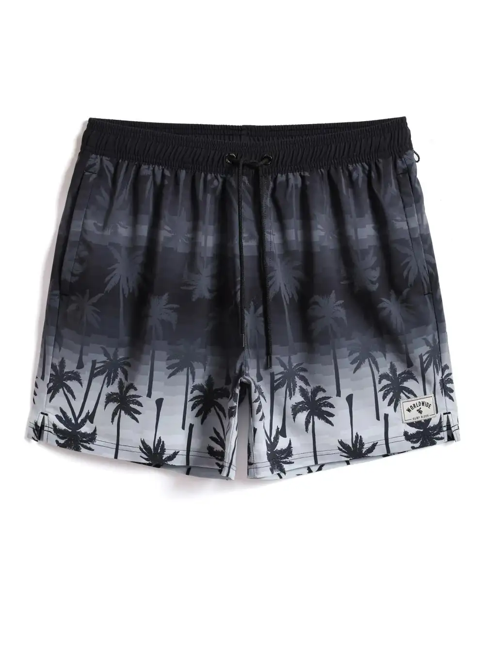 Men's Drawstring Coconut Tree Print Pocket Swim Trunks