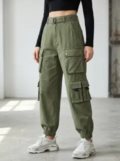 Core Geometric Pattern Multi Pocket Profile Women's Multi Pocket Cargo Pants