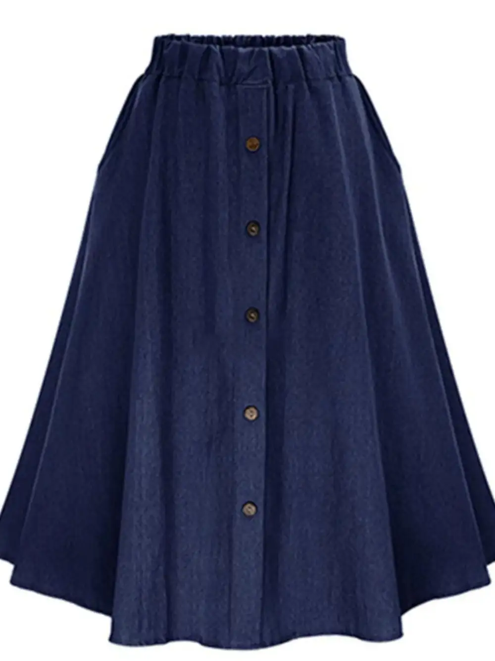 Full Size Button-front Denim A-line Skirt Plus Size
