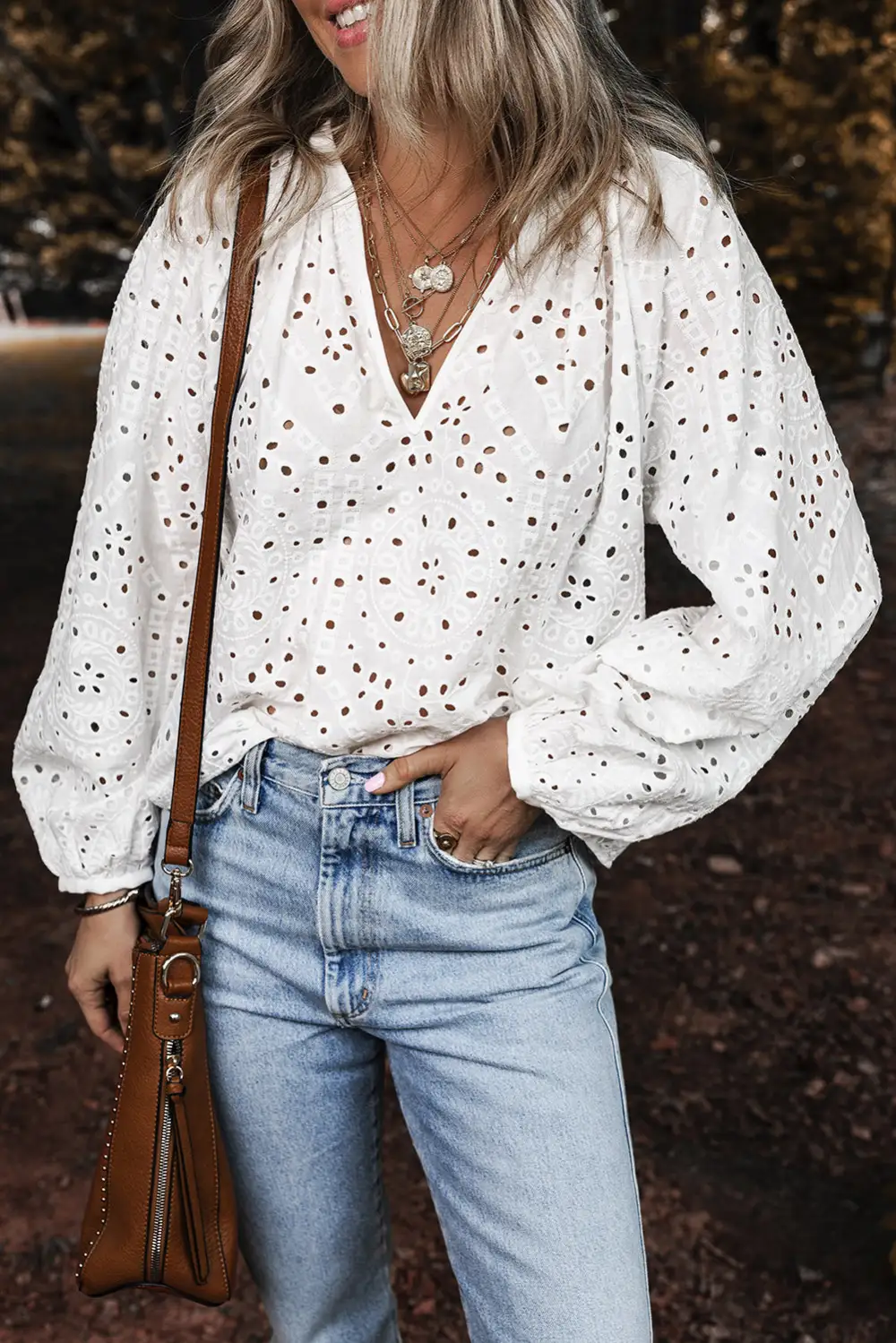 Soft Embroidered Eyelet Blouse