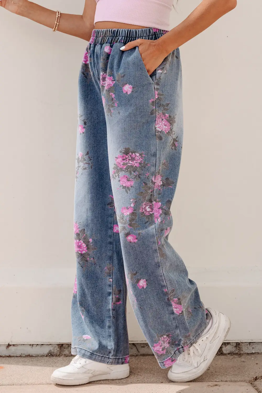 Elastic Waist Denim Jeans