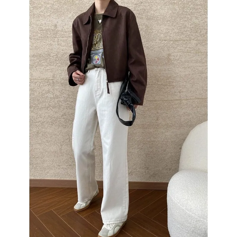 Suede Casual Outerwear Jacket