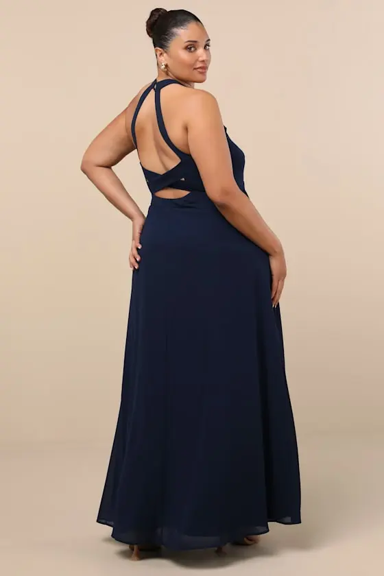 Confidently Charismatic Emerald Backless Halter Maxi Dress