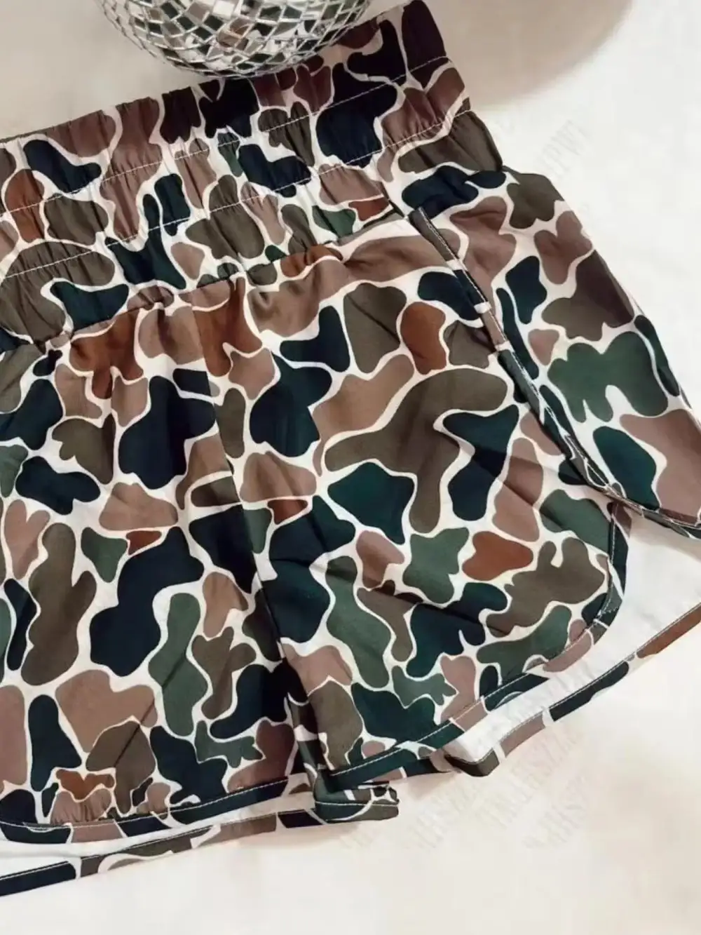 Camo Print Elastic Waist Shorts