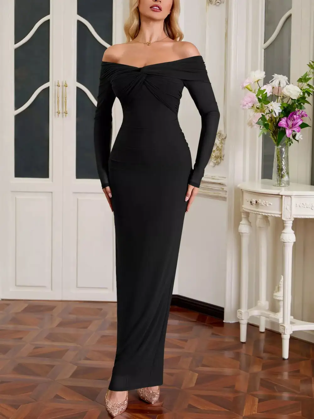 Comfort Fit Ruched Maxi Dress