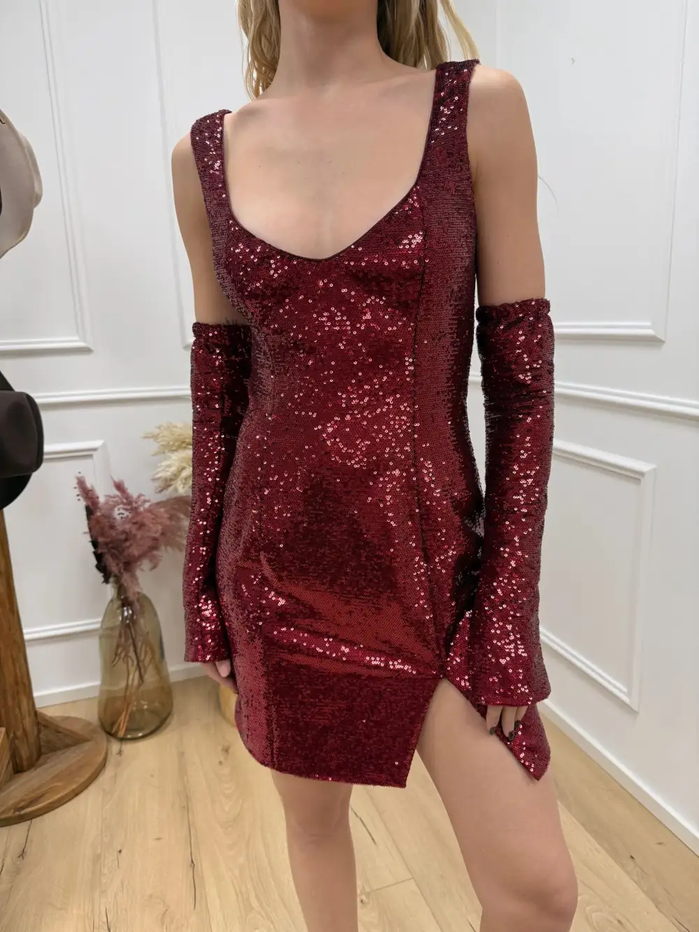 Ruched Easy Drape Mini Dress