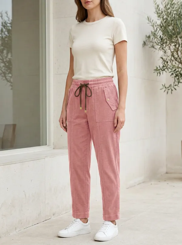 Women's Sport Inspired Casual Adjustable Drawstring Waist Pants