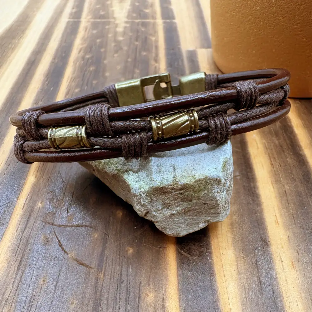 Woven Layered Leather Bracelet