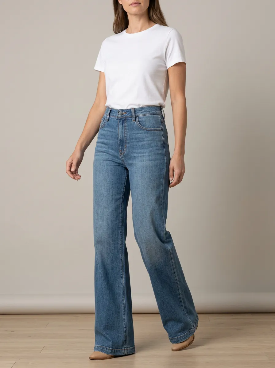 Casual-Ready High-Rise Wide-Leg Denim Jeans