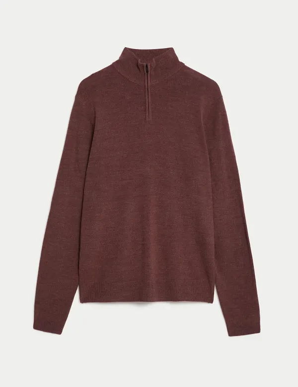Brick Red Half-Zip Sweaters
