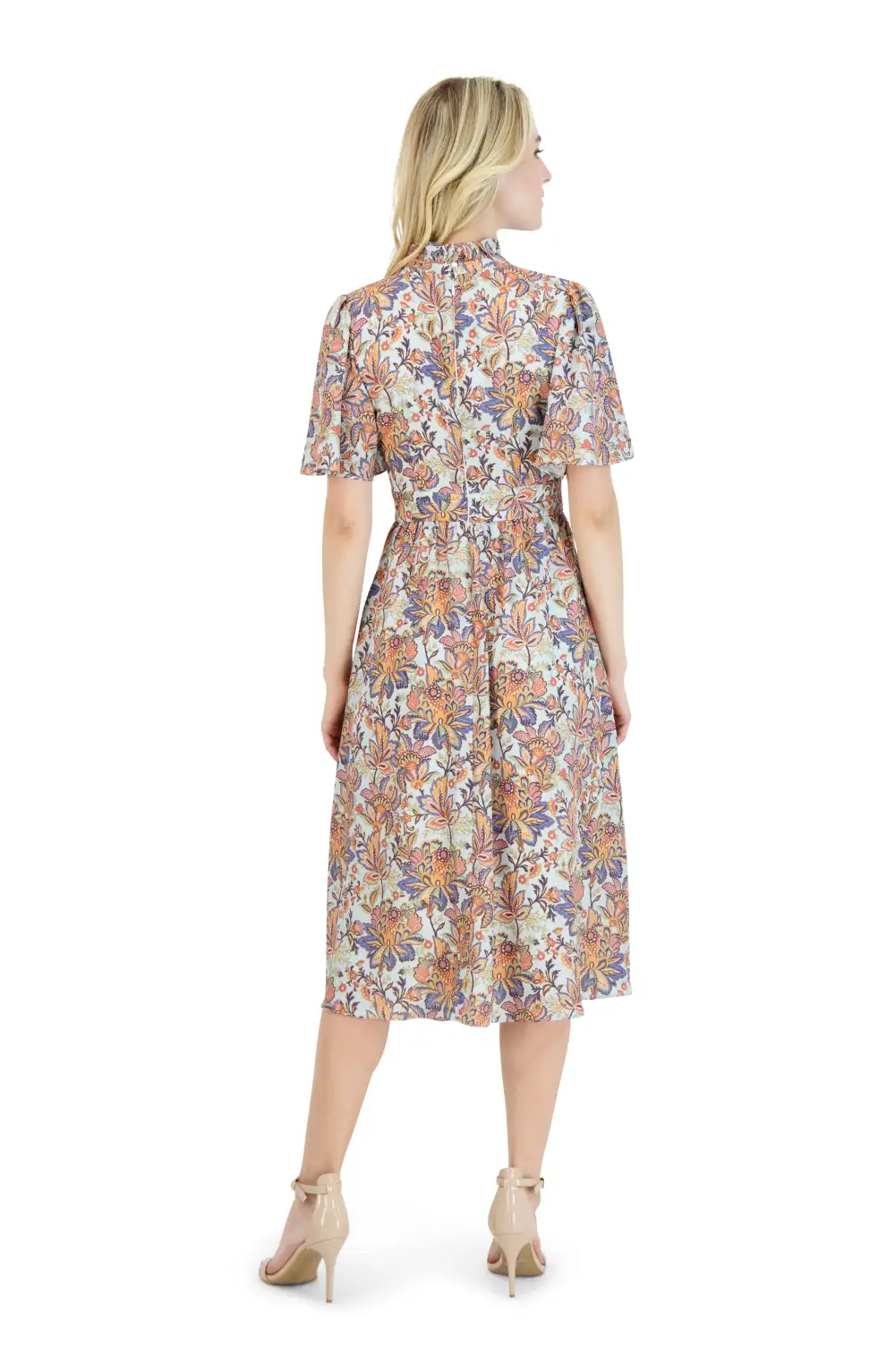 Mock Neck A Line Midi Dress