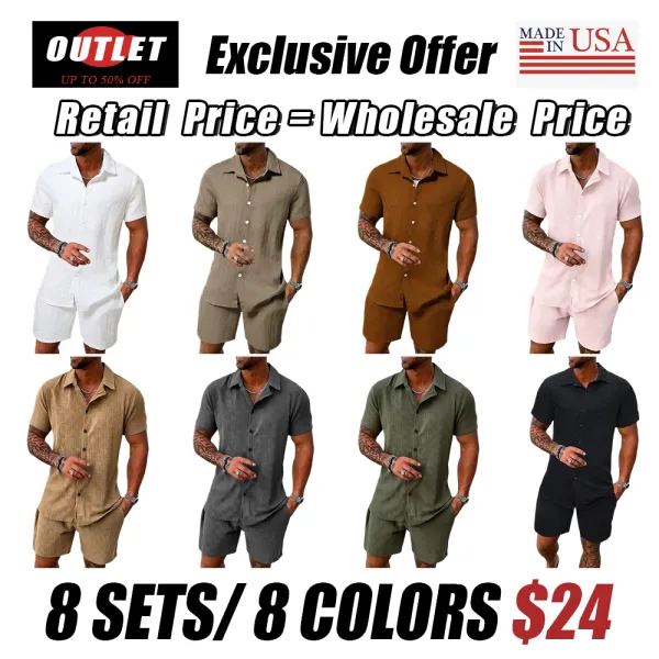 🔥 Men's Short Sleeve Pajama Two-Piece Set | Comfortable Loungewear Essential