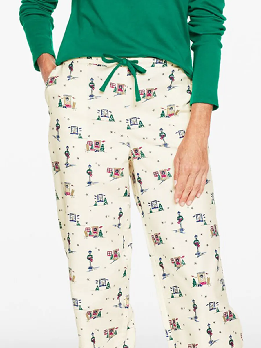 Women'S Stylish Dark Green Contrast Christmas Print Loungewear Set