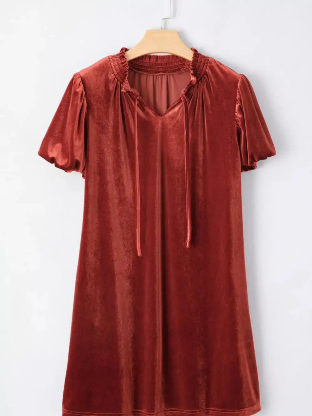 Velvet Puff Sleeve Dress Casual