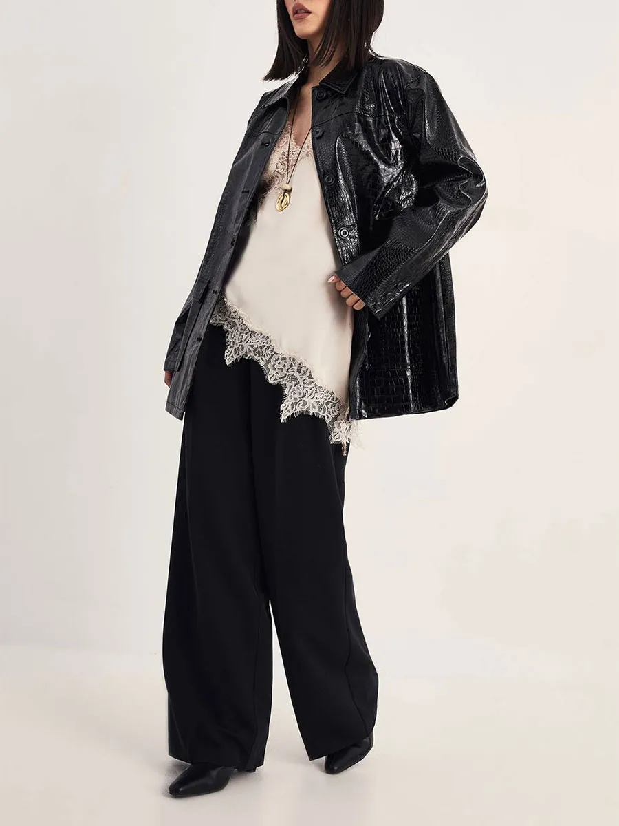 Women's Vintage Leather & Shearling Cropped Jacket