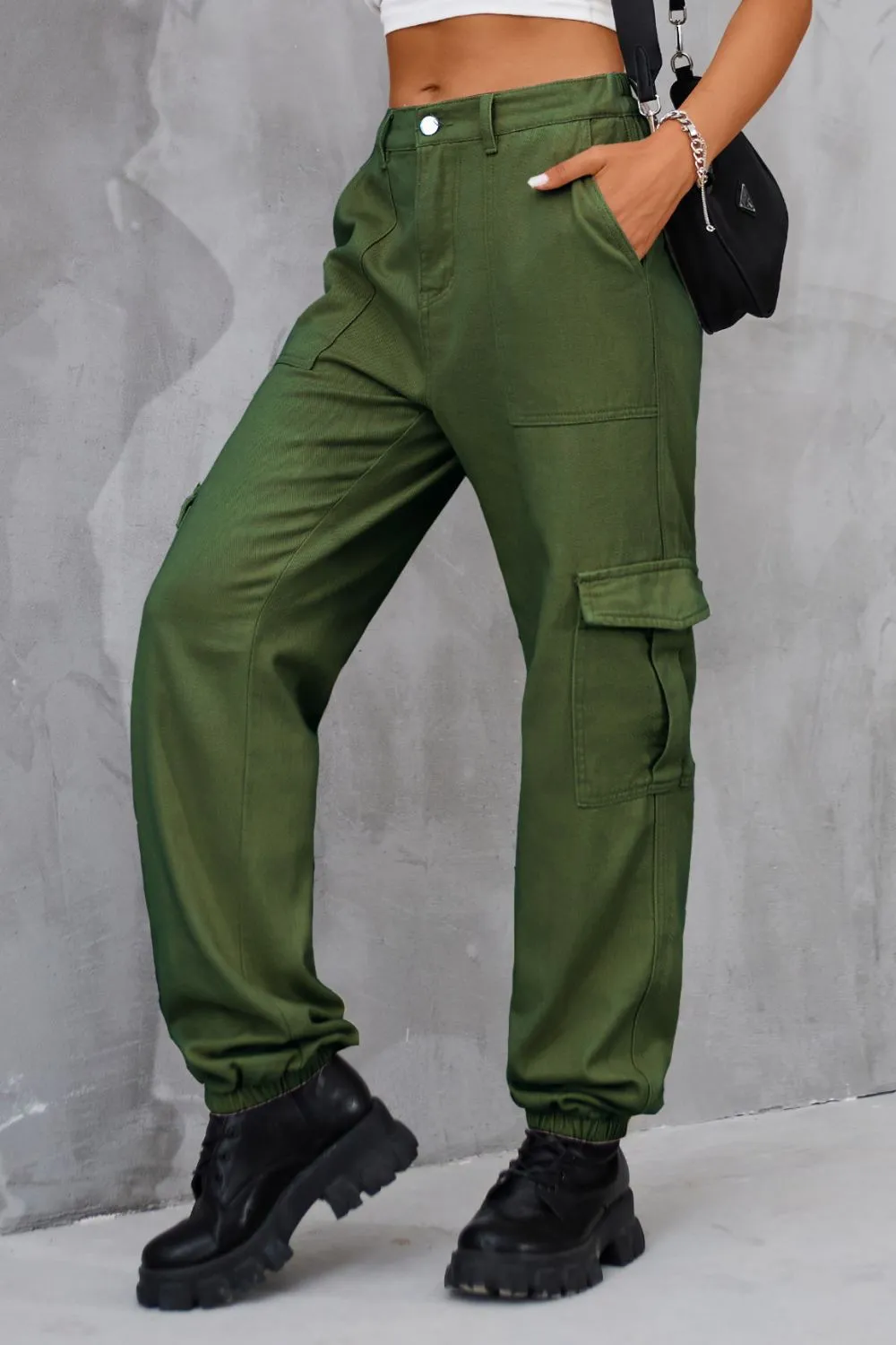 Utility High Waist Pocketed Denim Jeans