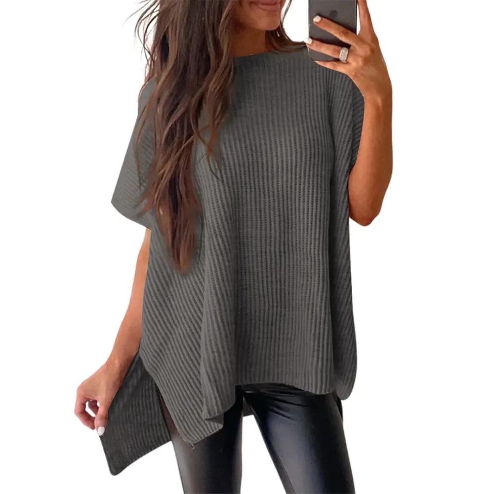 Women's loose-neckline short-sleeved sweater