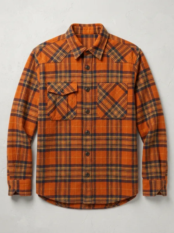 Men's Clean Plaid Printed Flannel Shirt