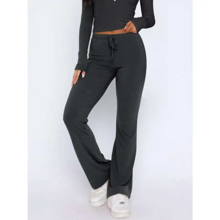 V Neck Long Sleeve Top and Pants Set