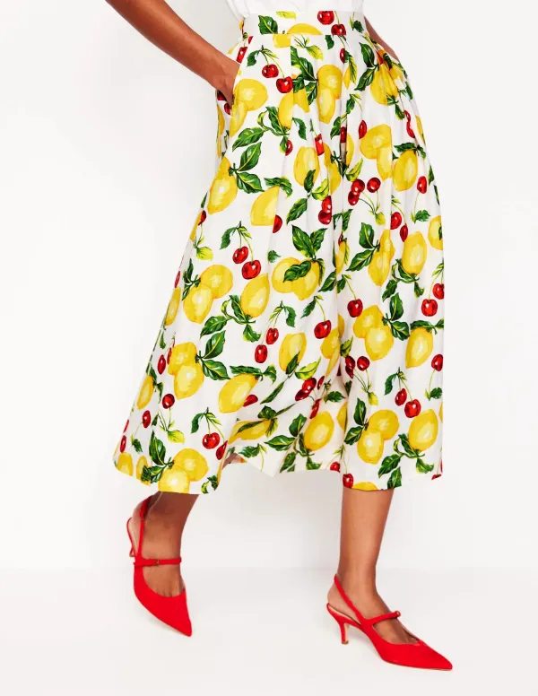 Verity Linen Flower Midi Skirt