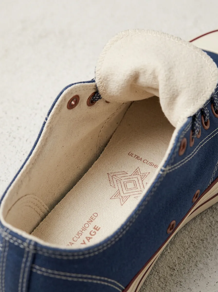 Geometric Embroidered-Detail Unisex Low-Top Canvas Sneakers