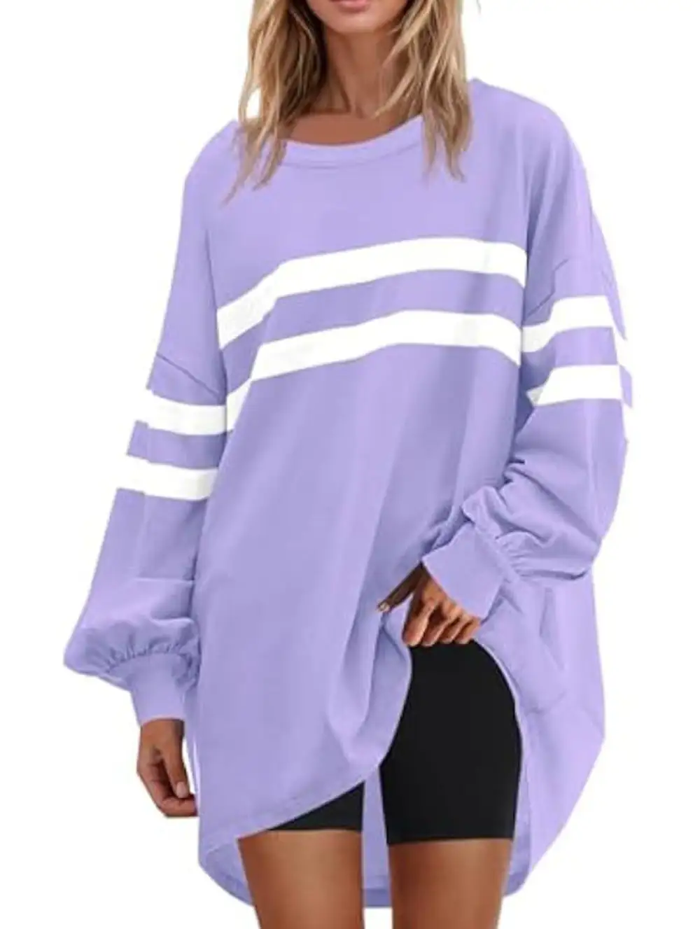 Striped Crew Neck Loose Sweatshirt